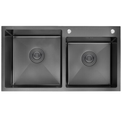 BACHA DE COCINA ACERO AISI304 HAUSAR<br>HM-D7843 BLACK-NANO